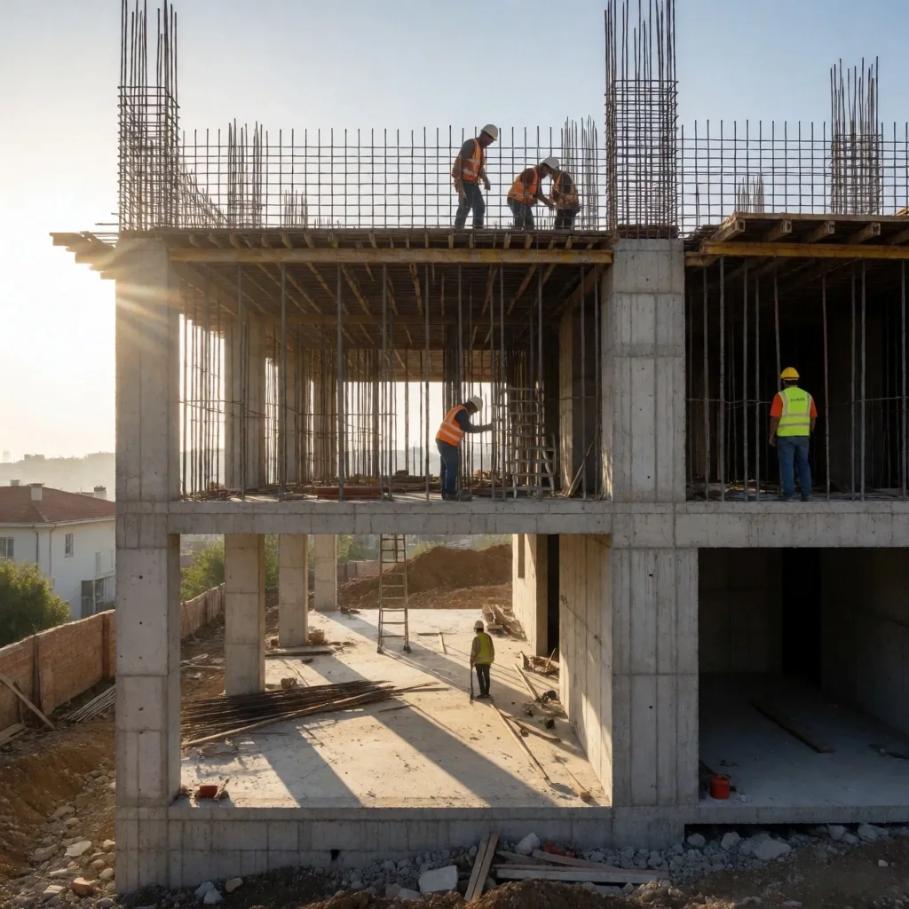 Kaba inşaat betonarme yapı aşaması