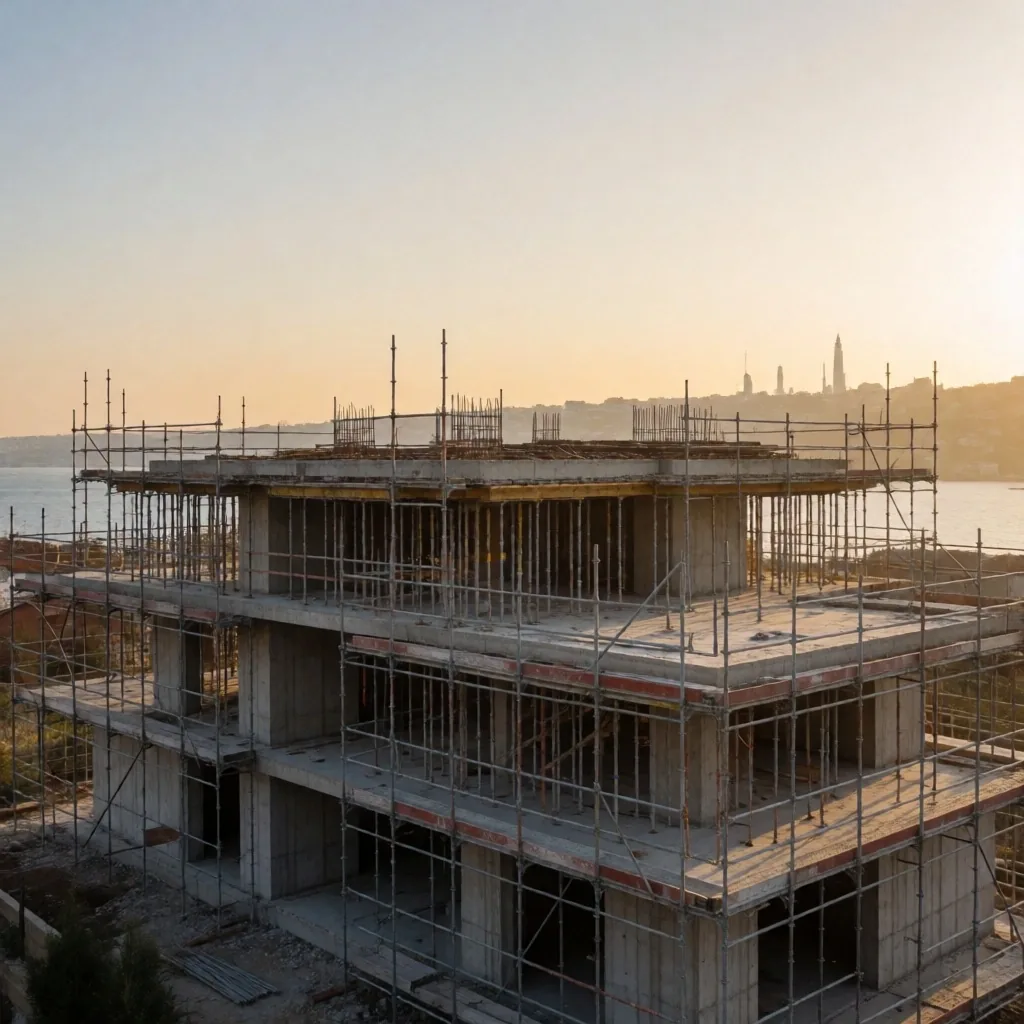 İnşaat aşamasındaki villa ve İskele